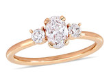 1.00 Carat (ctw H-I, I1-I2) Oval-Cut Three-Stone Diamond Engagement Ring in 14K Rose Gold